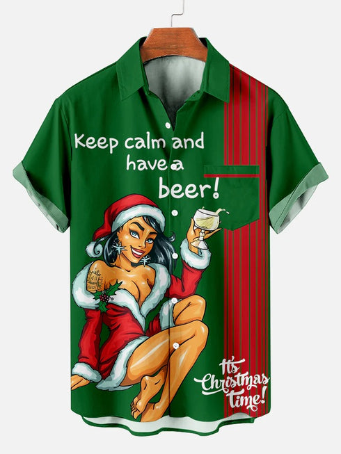 Men's Christmas Funny Graphic Short Sleeve Hawaiian Shirt